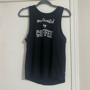 Black Exercise Tank From Old Navy Motivated by Coffee Size M